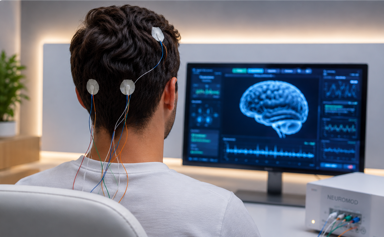 Sessão de neuromodulação na clínica HeartBrain